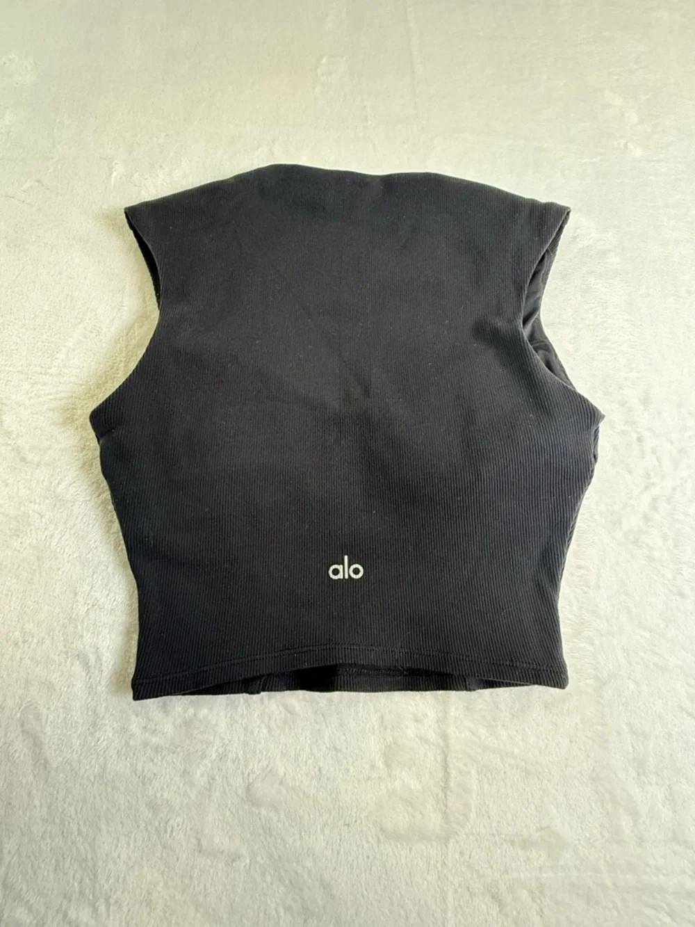 ALO Yoga Black Ribbed Sweetheart lined with bra Performance Tank Top Size‎ S